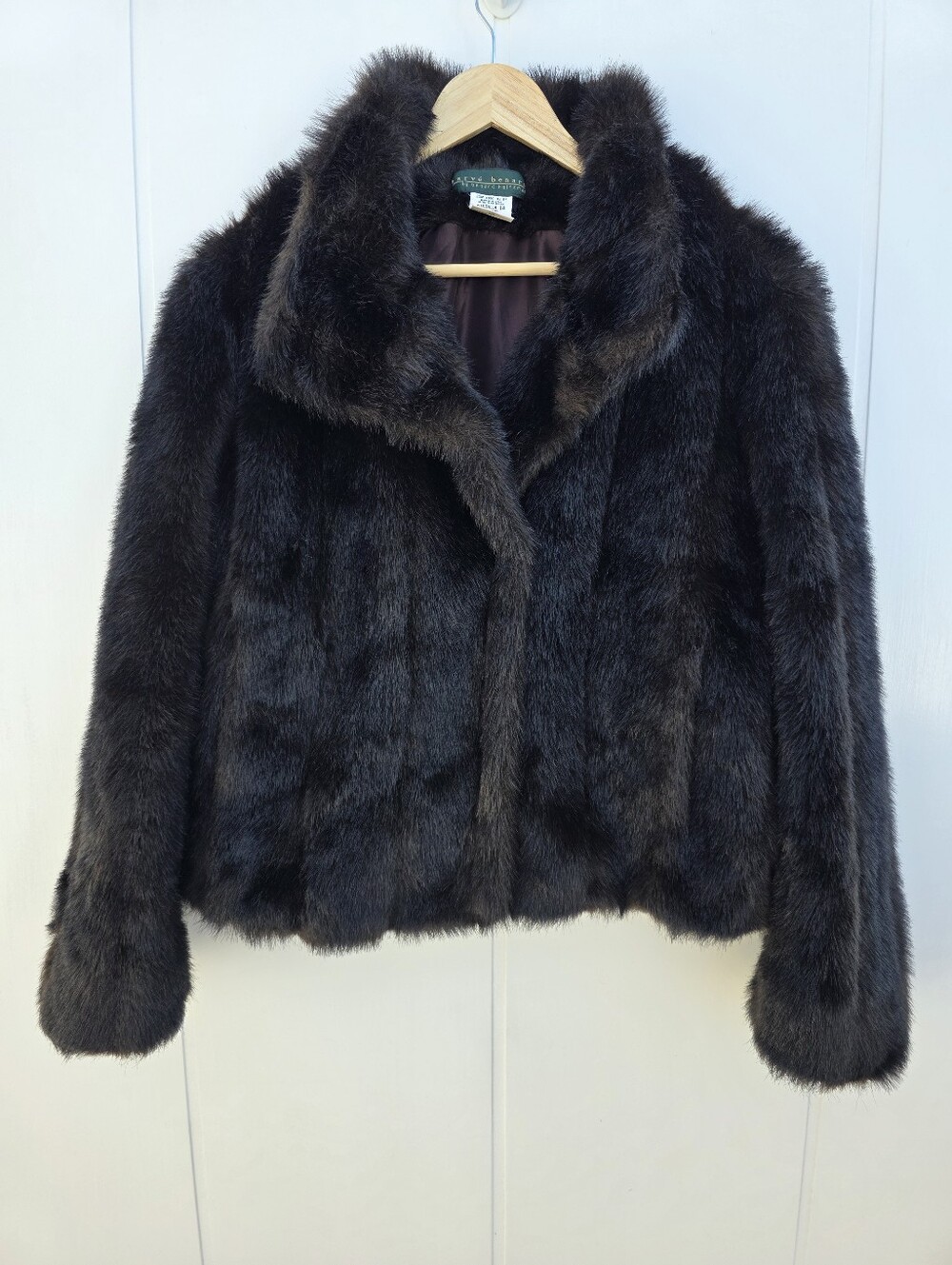 Vintage Harve Benard Faux Fur Plush Cropped Winter Jacket Womens Size 14